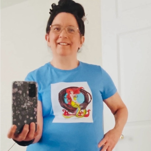 Blue (Small )Julie Lee Nersinger Art  T-Shirt with Mermaid Design. - Picture 8 of 8